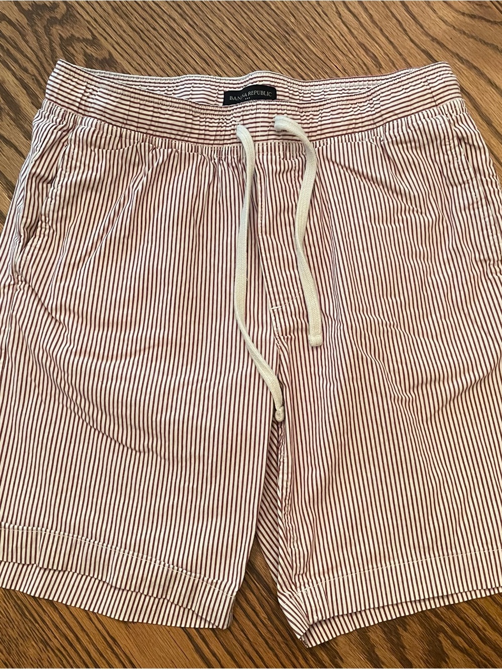 Banana Republic Red and White Striped Deck Shorts - Small